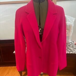 NWT Charter Club 100% Cashmere Vibrant Pink Knit Blazer Sz L